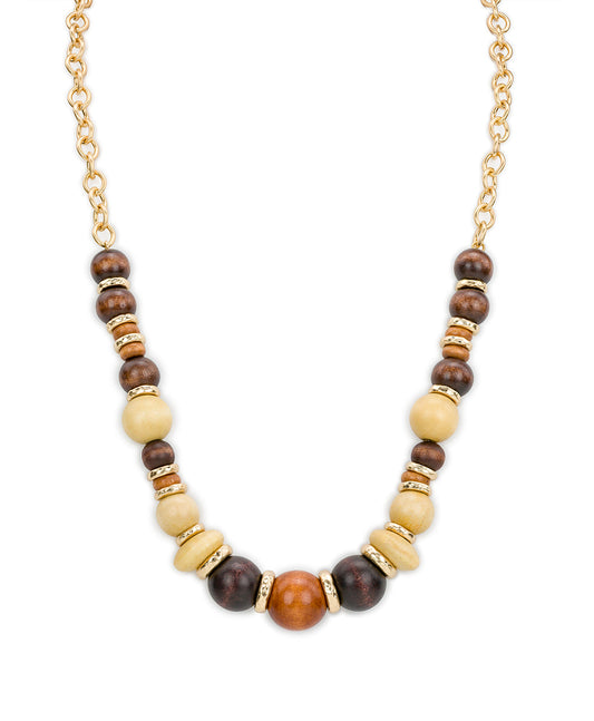 Patricia Nash Long Beaded Necklace - Wood Butterfly Collection