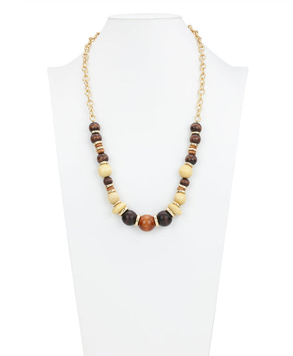 Patricia Nash Long Beaded Necklace - Wood Butterfly Collection
