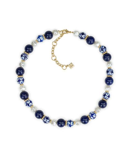 Patricia Nash Bead and Pearl Necklace - Blue Ceramic Collection