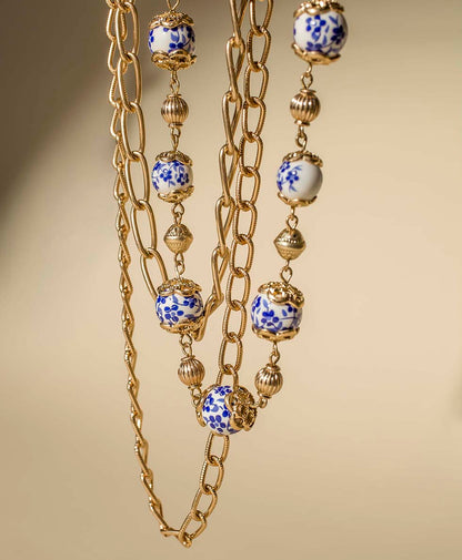 Patricia Nash Bead and Pearl Necklace - Blue Ceramic Collection