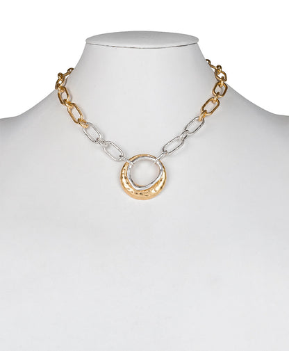Patricia Nash Double Circle Necklace - Hammered