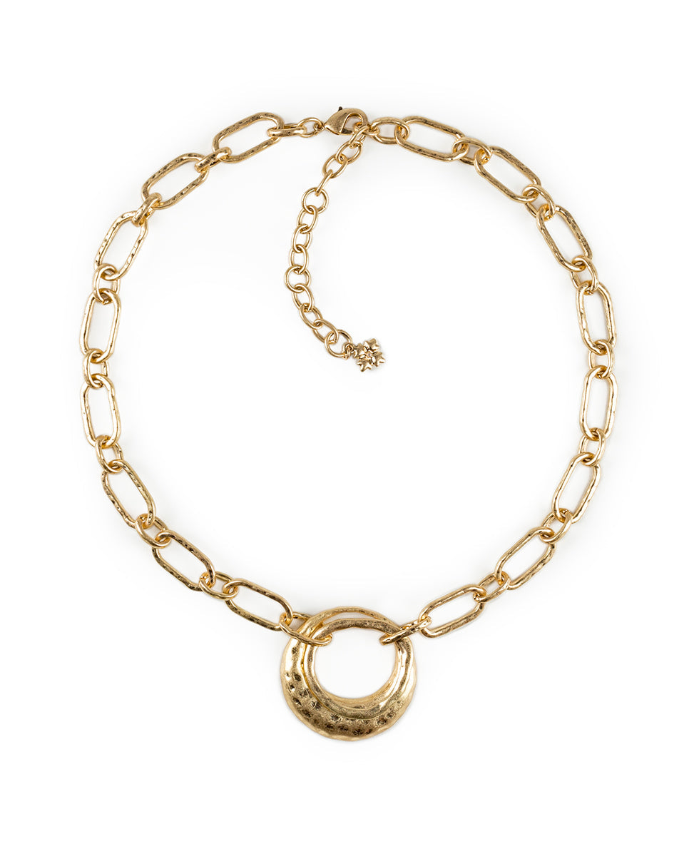 Patricia Nash Double Circle Necklace - Hammered
