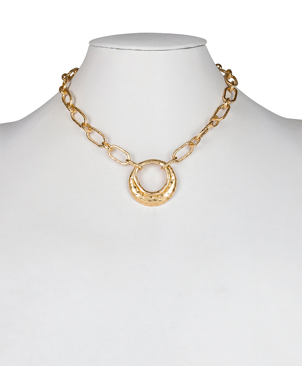Patricia Nash Double Circle Necklace - Hammered