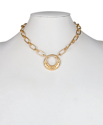 Patricia Nash Double Circle Necklace - Hammered