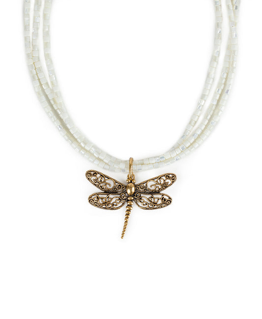 Patricia Nash Dragonfly Pendant - Filigree & Flowers