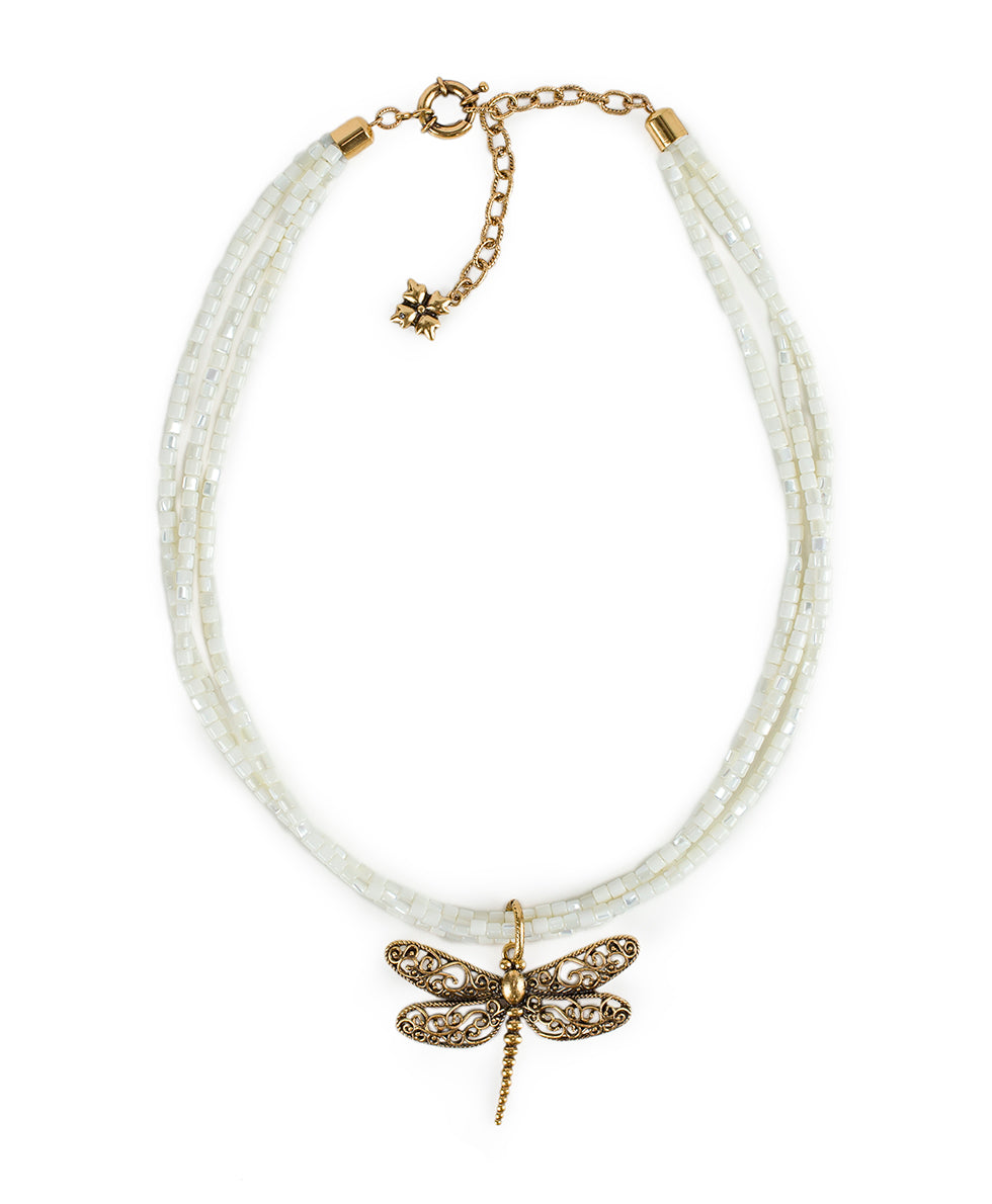 Patricia Nash Dragonfly Pendant - Filigree & Flowers