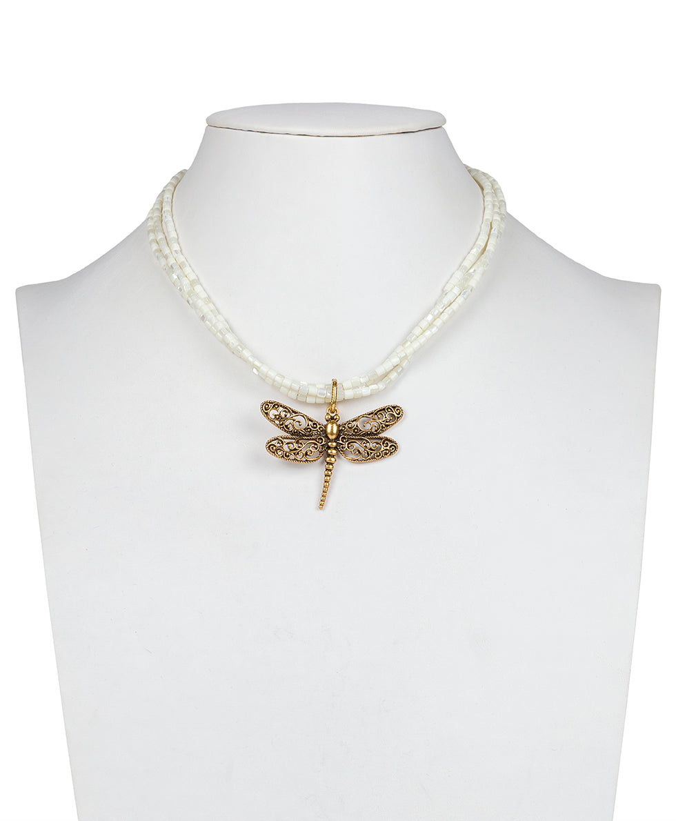 Patricia Nash Dragonfly Pendant - Filigree & Flowers