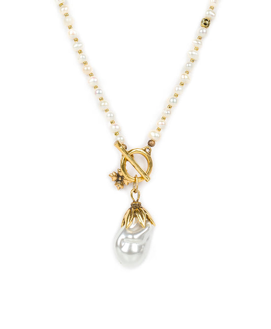 Patricia Nash Pearl Drop Adjustable Necklace - Autumn Pearl Collection
