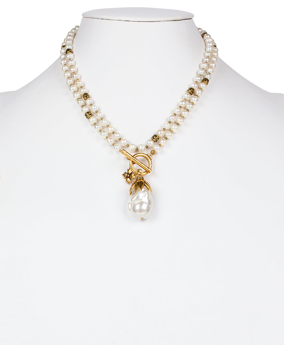 Patricia Nash Pearl Drop Adjustable Necklace - Autumn Pearl Collection