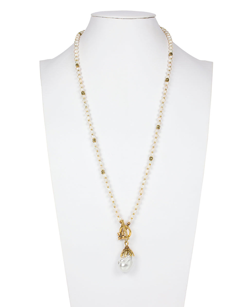 Patricia Nash Pearl Drop Adjustable Necklace - Autumn Pearl Collection