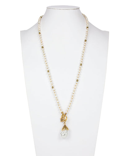 Patricia Nash Pearl Drop Adjustable Necklace - Autumn Pearl Collection