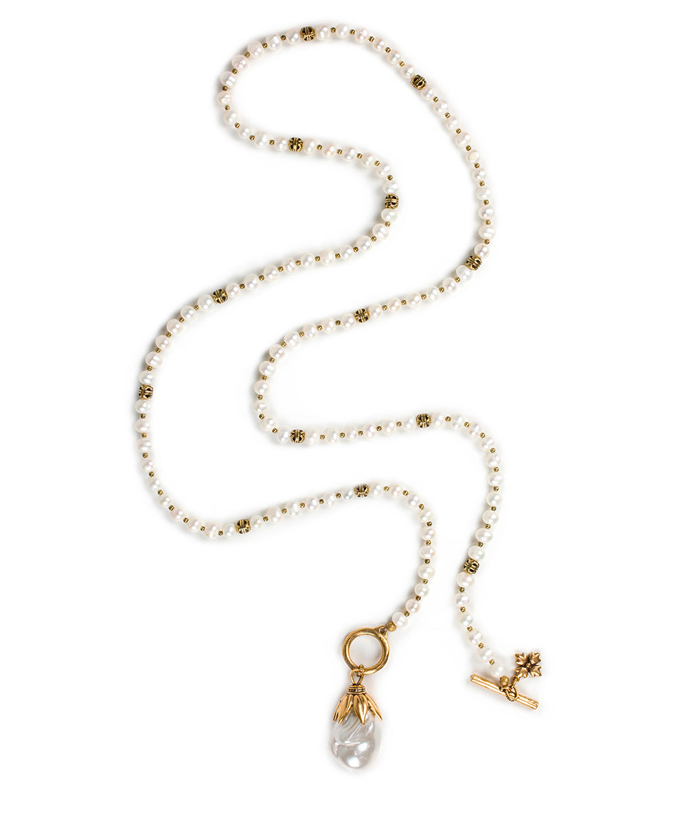 Patricia Nash Pearl Drop Adjustable Necklace - Autumn Pearl Collection