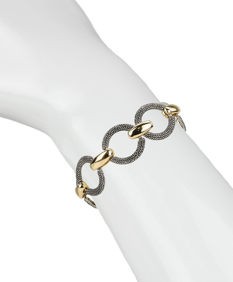 Patricia Nash Link Bracelet | Caviar Collection | Silver Ox / Antique Gold