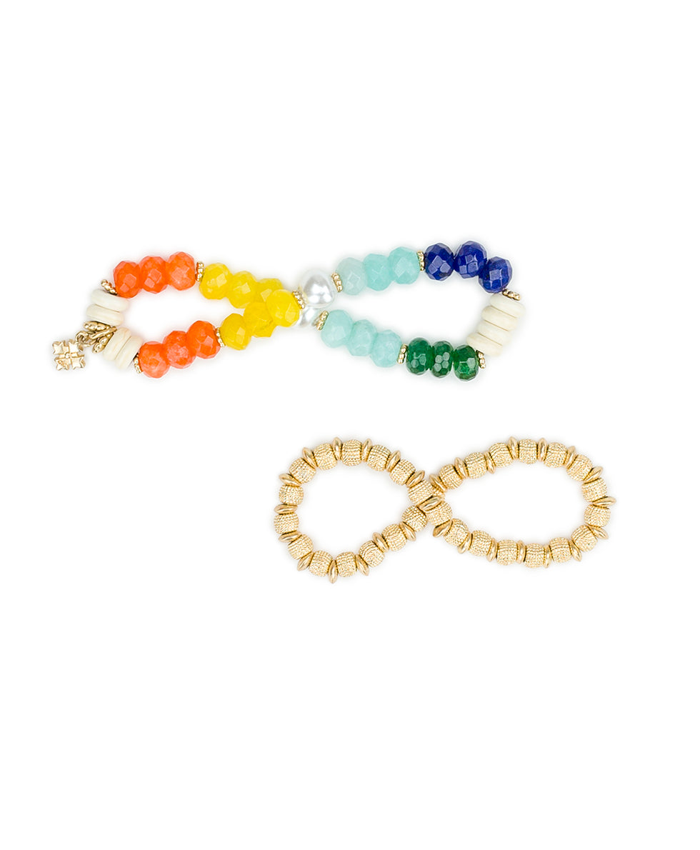 Patricia Nash Beaded Charm Stretch Bracelet Set - Enamel Hummingbird Collection