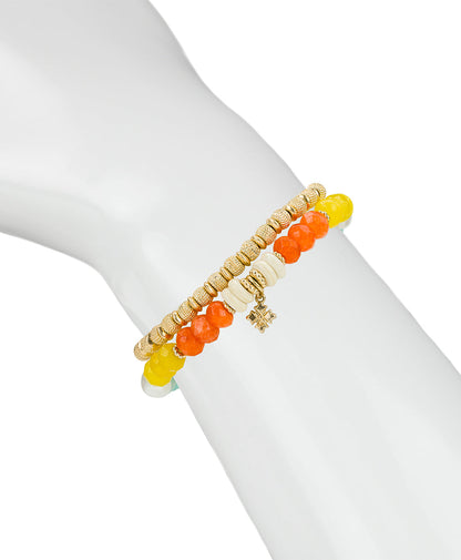 Patricia Nash Beaded Charm Stretch Bracelet Set - Enamel Hummingbird Collection