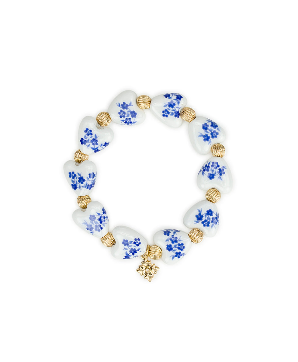 Patricia Nash Heart Stretch Bracelet - Blue Ceramic Collection