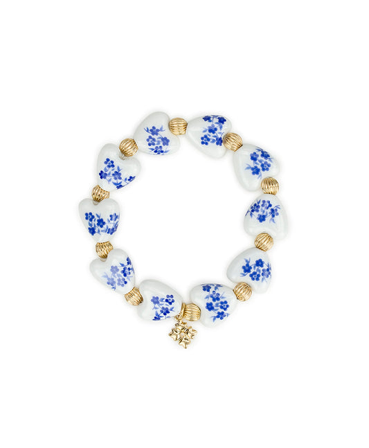 Patricia Nash Heart Stretch Bracelet - Blue Ceramic Collection