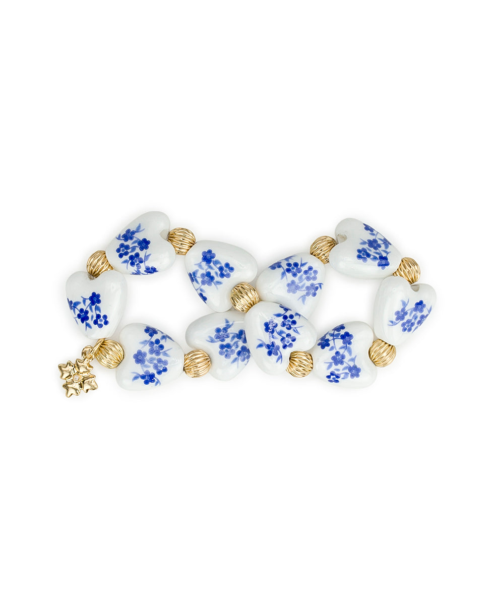 Patricia Nash Heart Stretch Bracelet - Blue Ceramic Collection