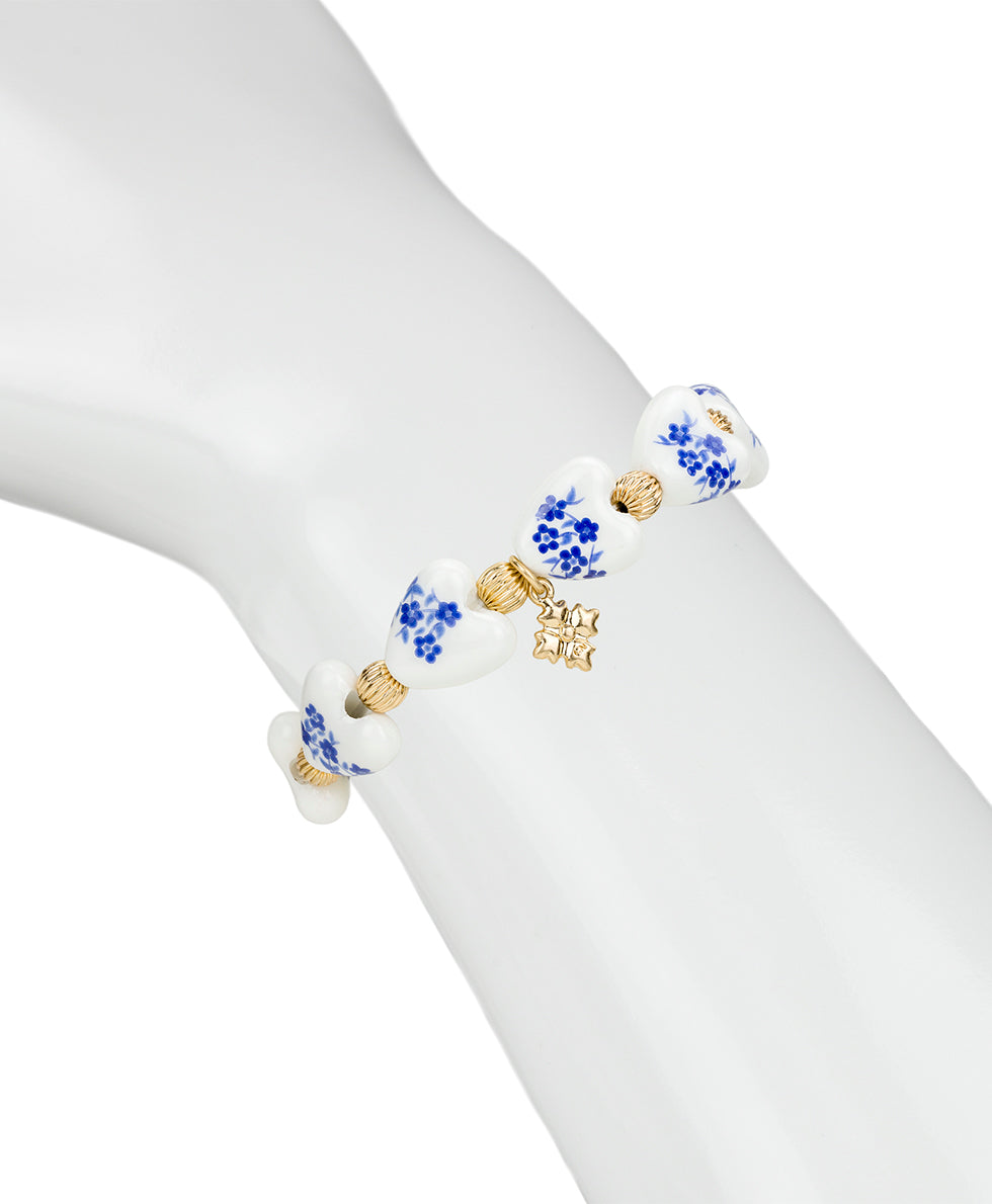 Patricia Nash Heart Stretch Bracelet - Blue Ceramic Collection
