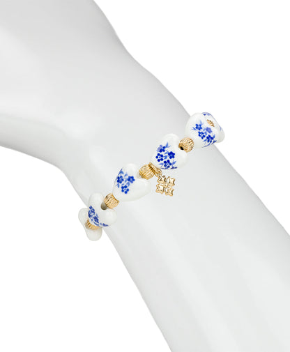 Patricia Nash Heart Stretch Bracelet - Blue Ceramic Collection