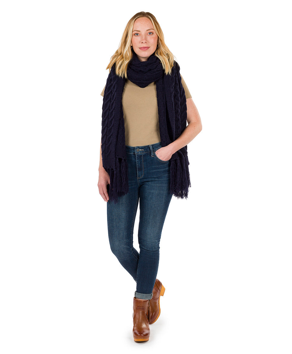 Patricia Nash Oversize Cable Knit Scarf - Fringed