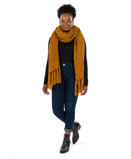 Patricia Nash Oversize Cable Knit Scarf - Fringed