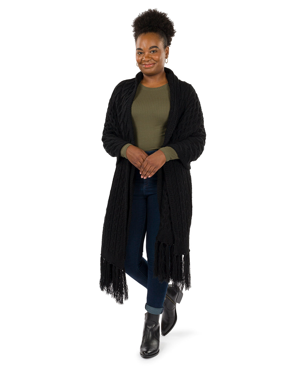 Patricia Nash Oversize Cable Knit Scarf - Fringed
