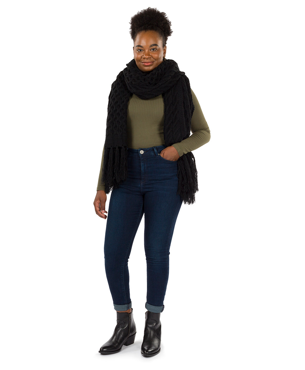 Patricia Nash Oversize Cable Knit Scarf - Fringed