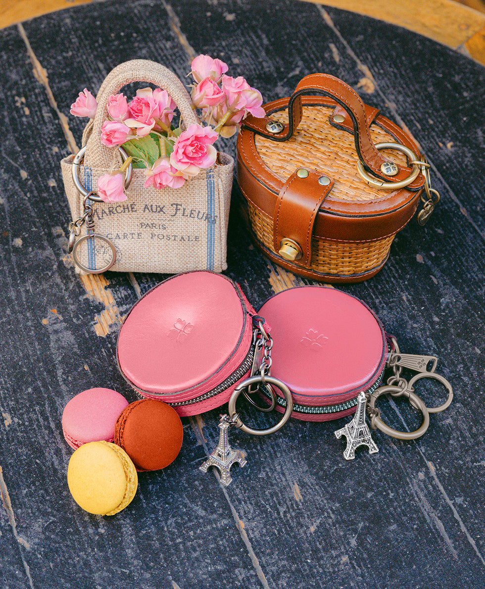Patricia Nash Macaroon Zip Around Bag Charm - Vintage Distressed Leather
