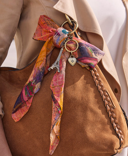 Patricia Nash Bow Scarf and Eiffel Tower Bag Charm - Paris Map Print