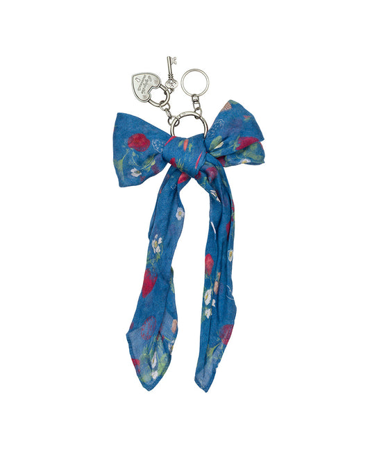 Patricia Nash Bow Scarf and Heart Lock Bag Charm - Parisian Strawberry Print