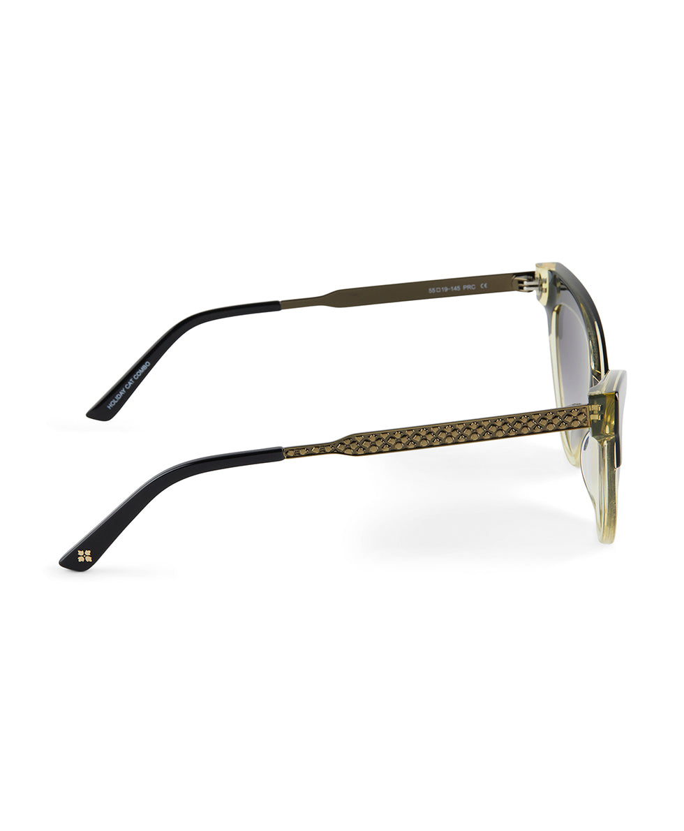 Patricia Nash Monroe Cateye Sunglasses - Black/Champagne