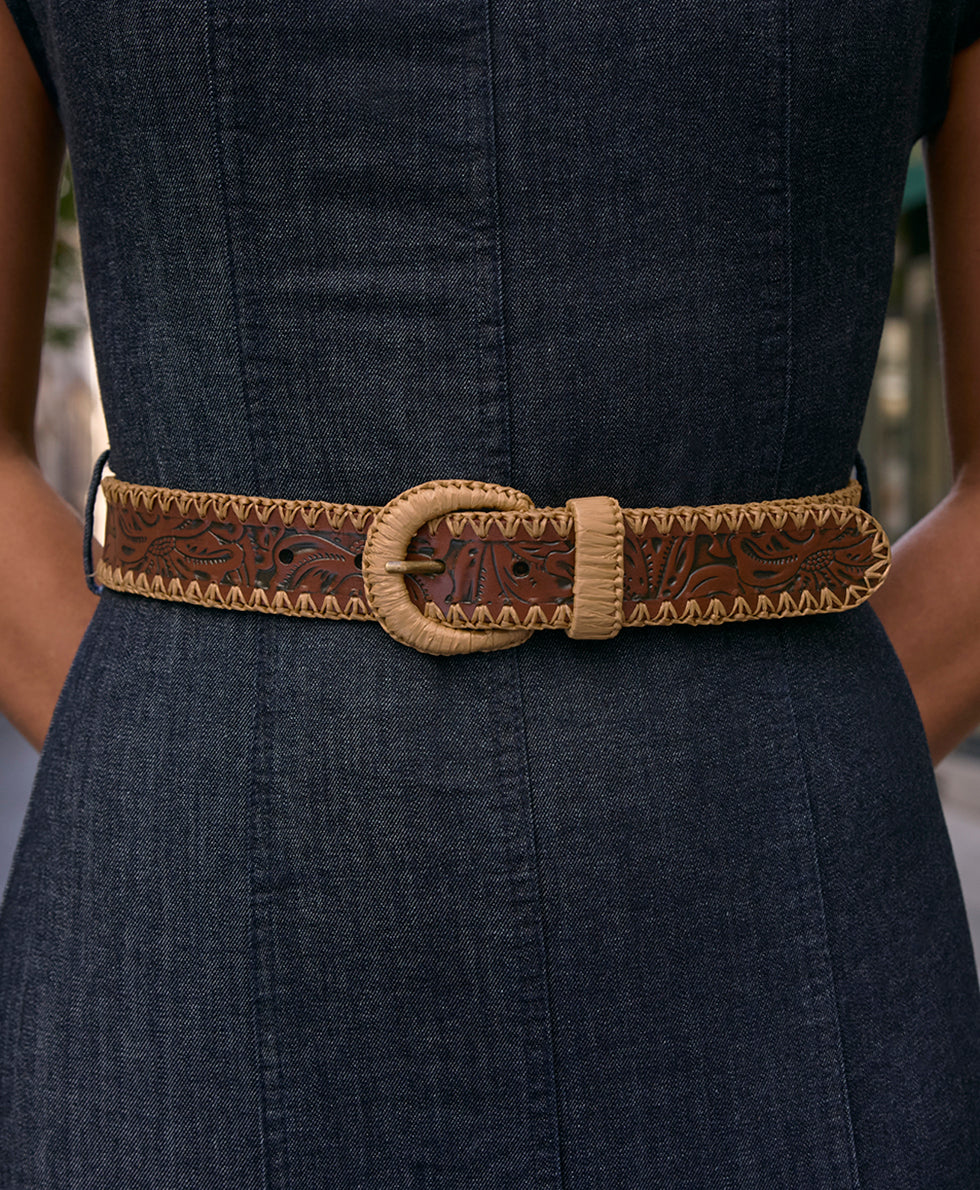 Patricia Nash Calais Belt - Tooled - Tan