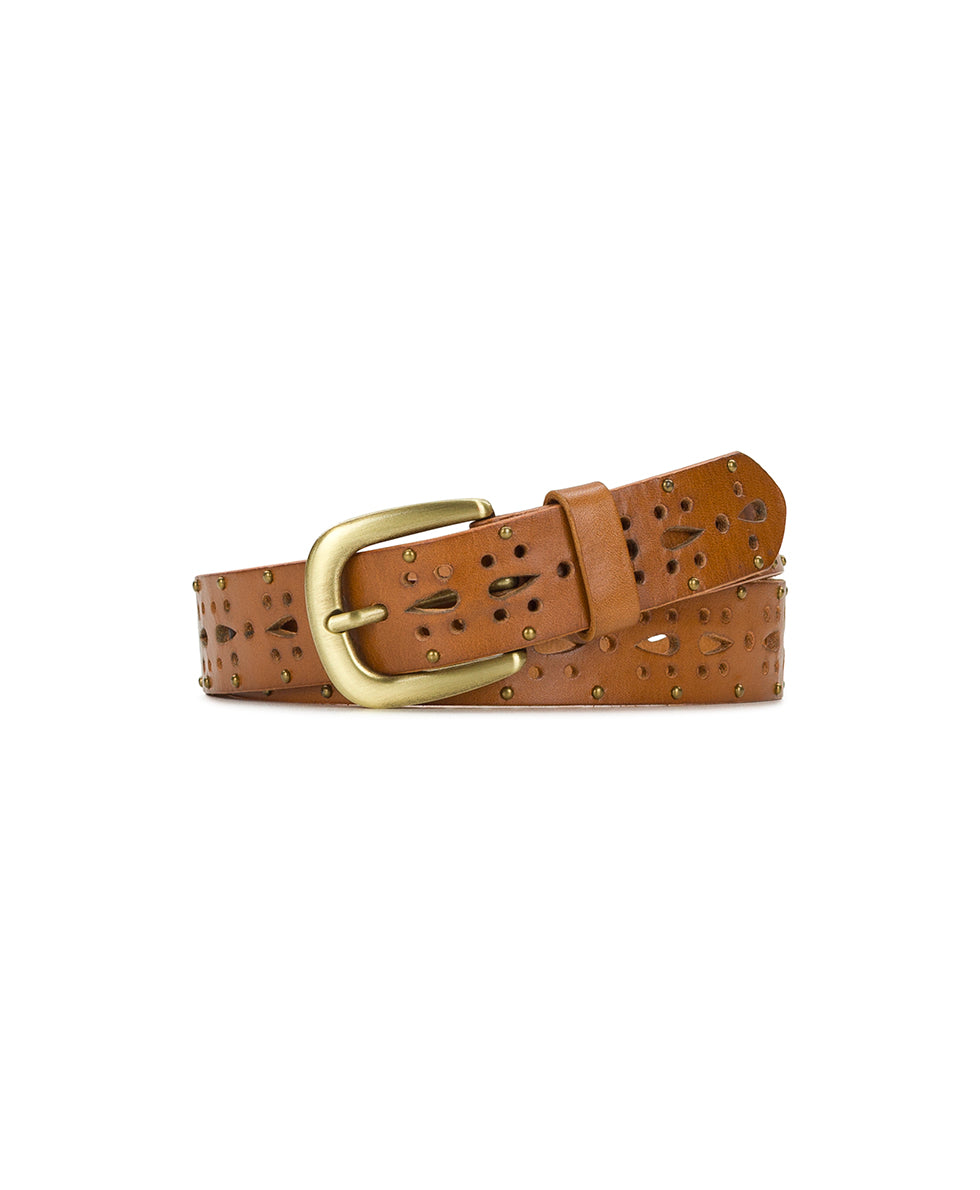 Patricia Nash Odile Cutout Belt - Studded - Light Tan