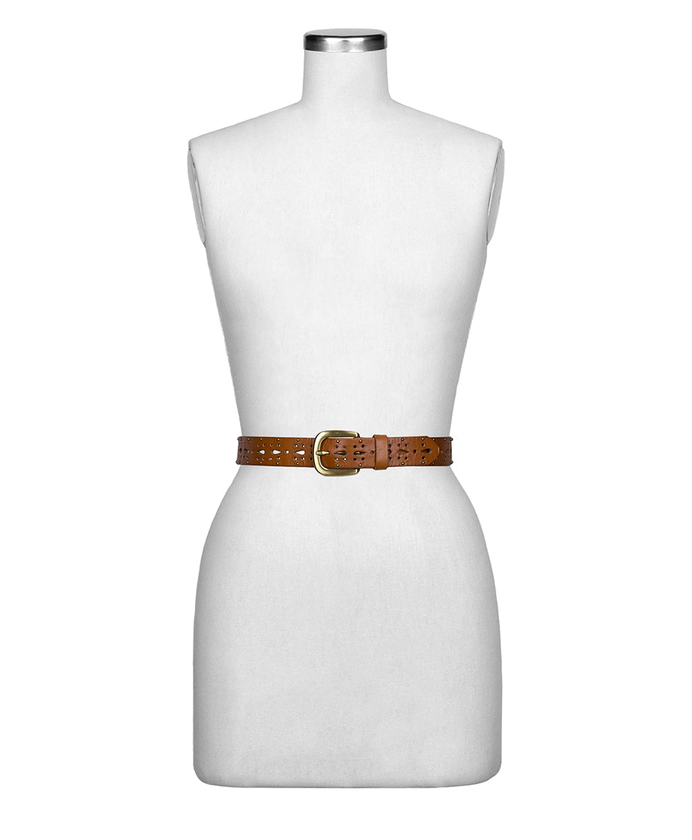 Patricia Nash Odile Cutout Belt - Studded - Light Tan