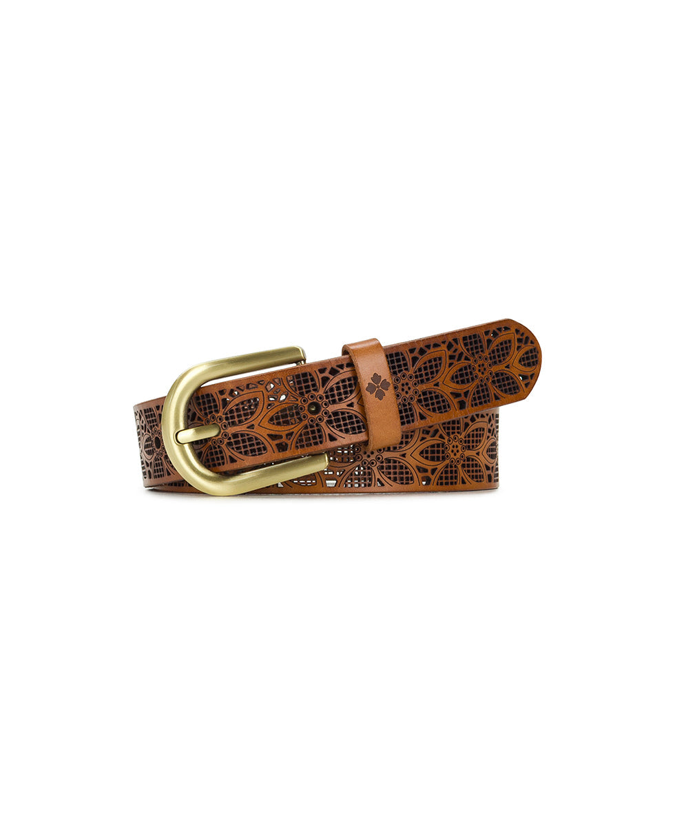 Patricia Nash Vezere Belt - Laser Cut - Light Tan