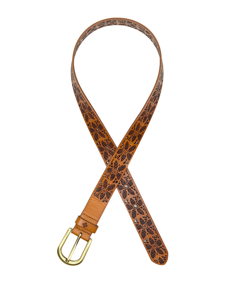 Patricia Nash Vezere Belt - Laser Cut - Light Tan