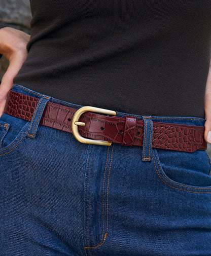 Patricia Nash Vietri Belt - Croc - Oxblood