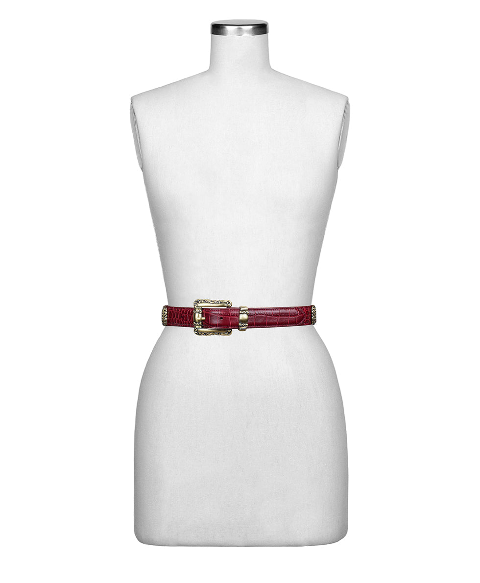 Patricia Nash Barni Belt - Vintage Croc Oxblood | Patricia Nash Designs