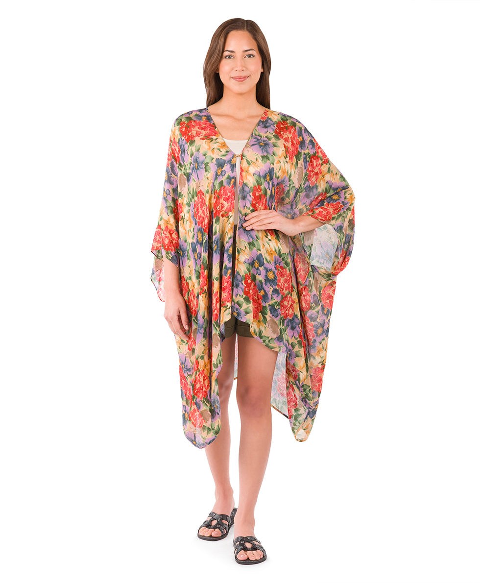 Patricia Nash Short Ruana Cover-Up - French Hydrangeas