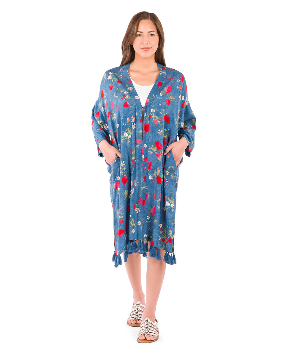 Patricia Nash Ruana Cover-Up with Tassels - Parisian Strawberry