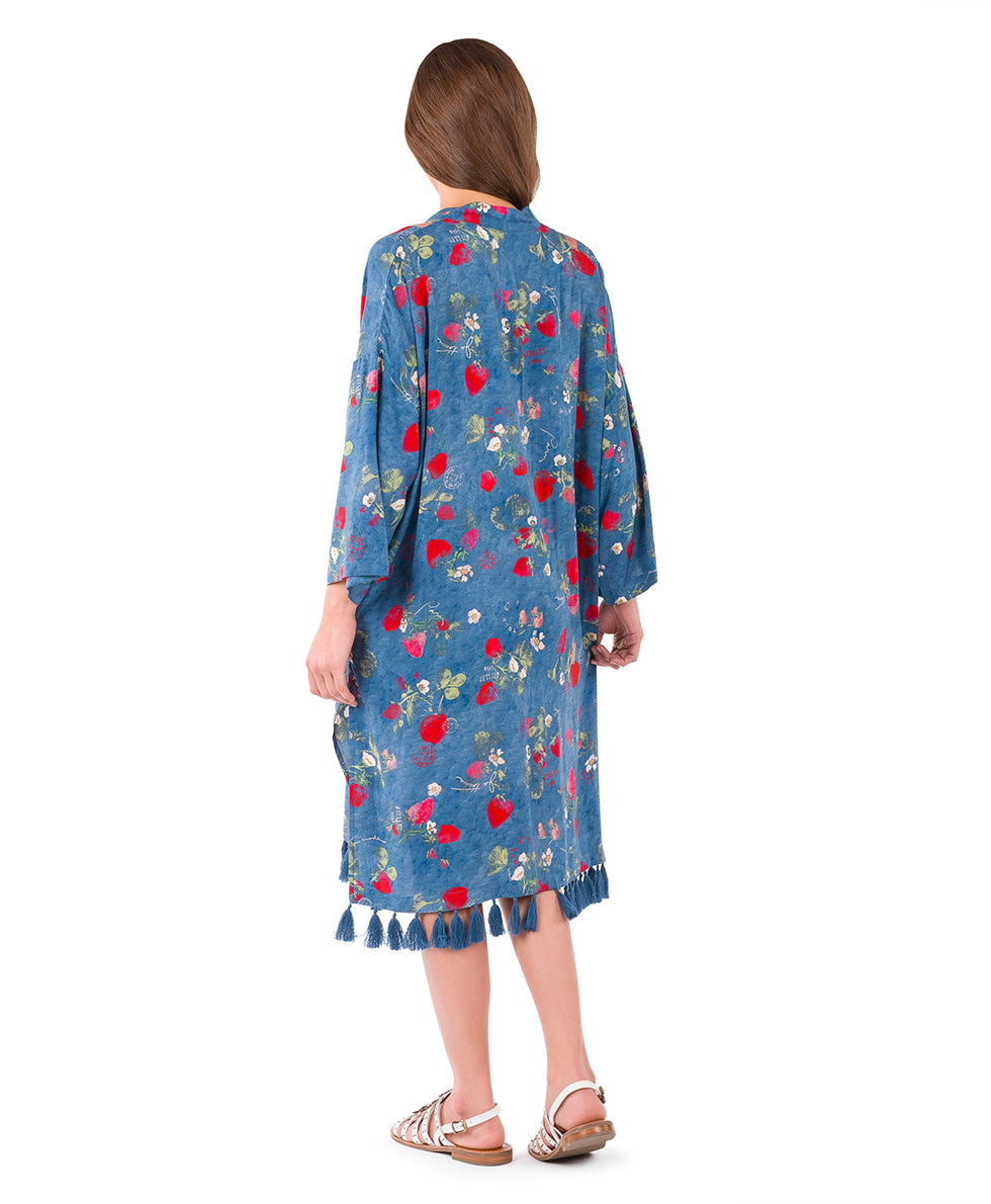 Patricia Nash Ruana Cover-Up with Tassels - Parisian Strawberry