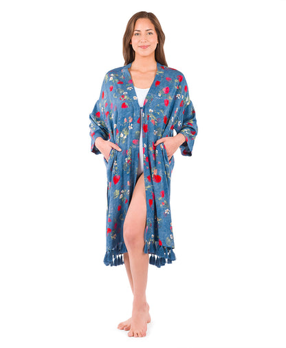 Patricia Nash Ruana Cover-Up with Tassels - Parisian Strawberry