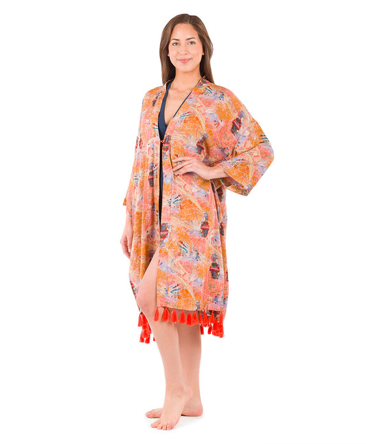 Patricia Nash Ruana Cover-Up with Tassels - Paris Map