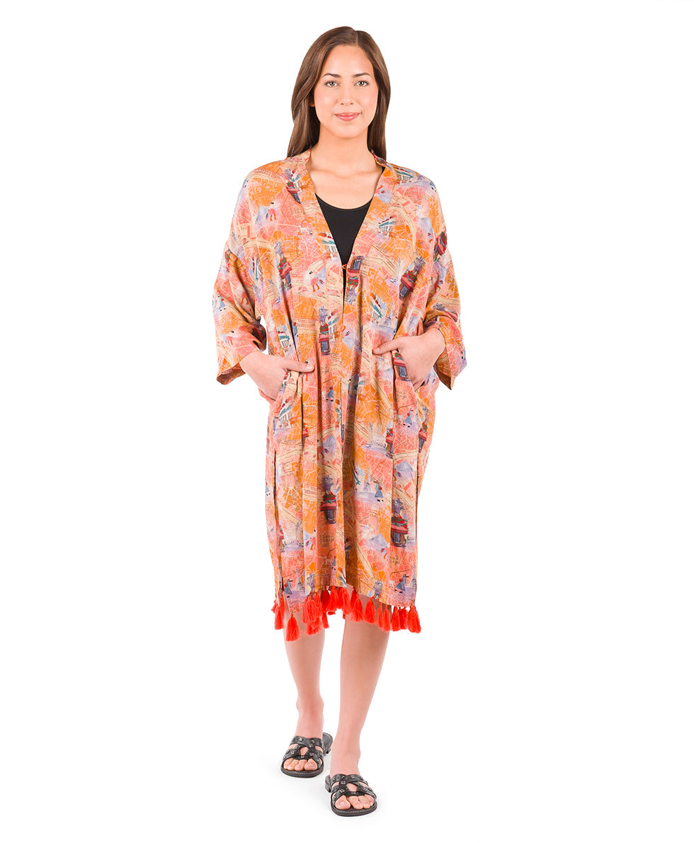 Patricia Nash Ruana Cover-Up with Tassels - Paris Map