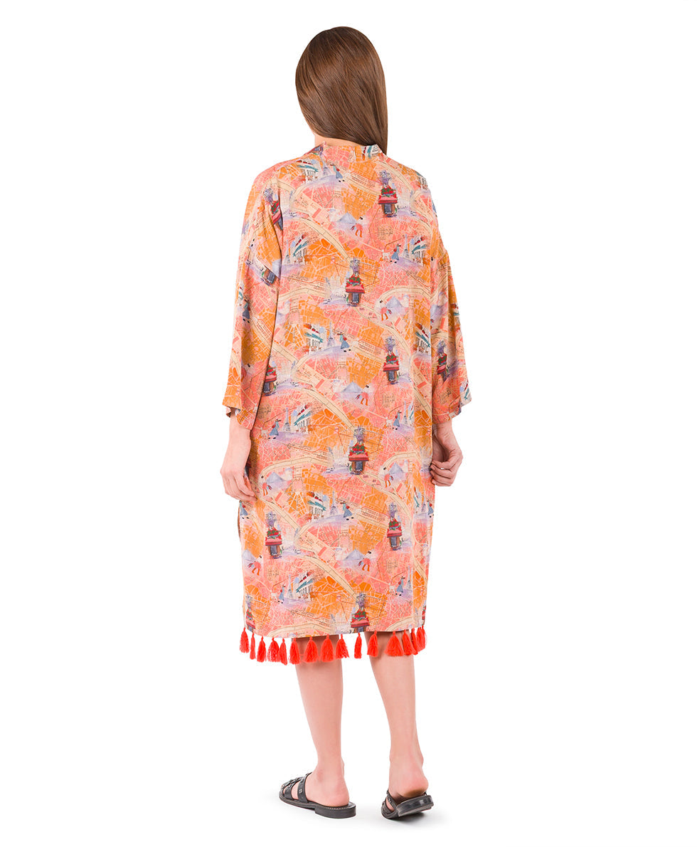 Patricia Nash Ruana Cover-Up with Tassels - Paris Map
