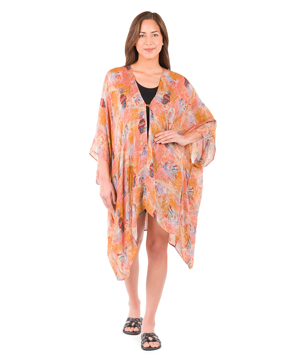 Patricia Nash Short Ruana Cover-Up - Paris Map