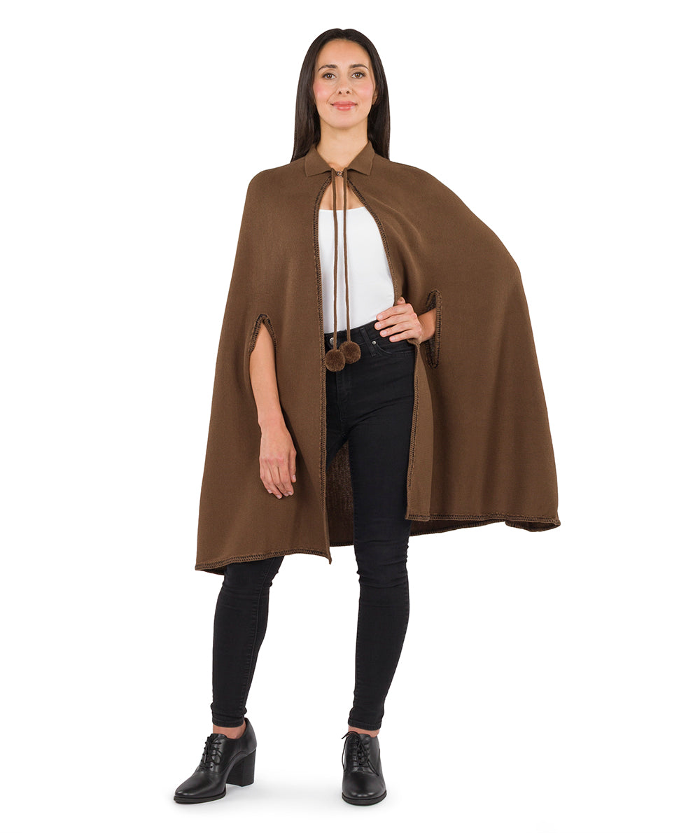 Patricia Nash Collar Cape with Pom Poms - Vintage
