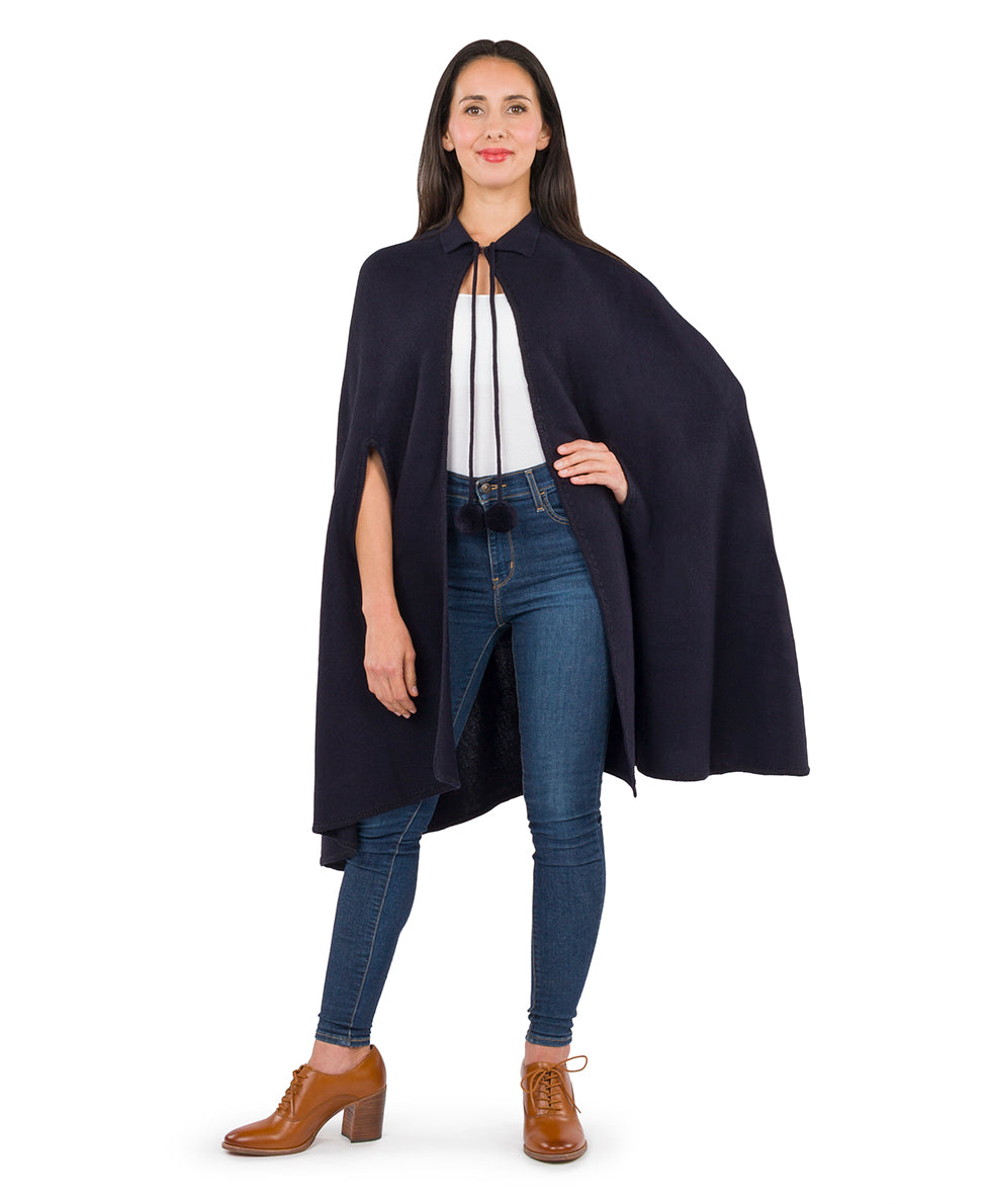 Patricia Nash Collar Cape with Pom Poms - Vintage