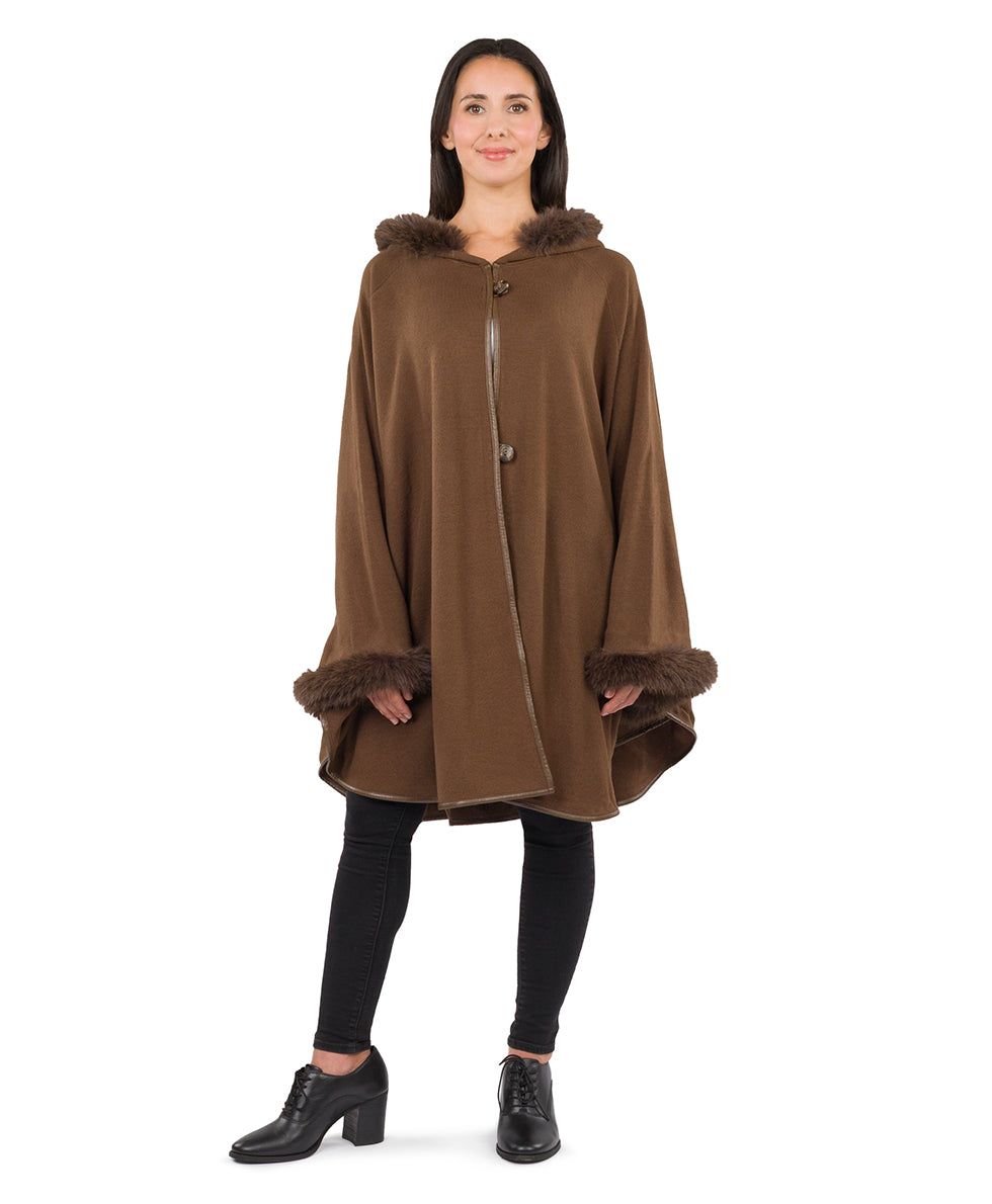 Patricia Nash Hooded Cape with Faux Fur - Vintage